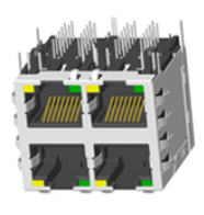 RJ45 2X2 带灯带屏蔽带弹片十字